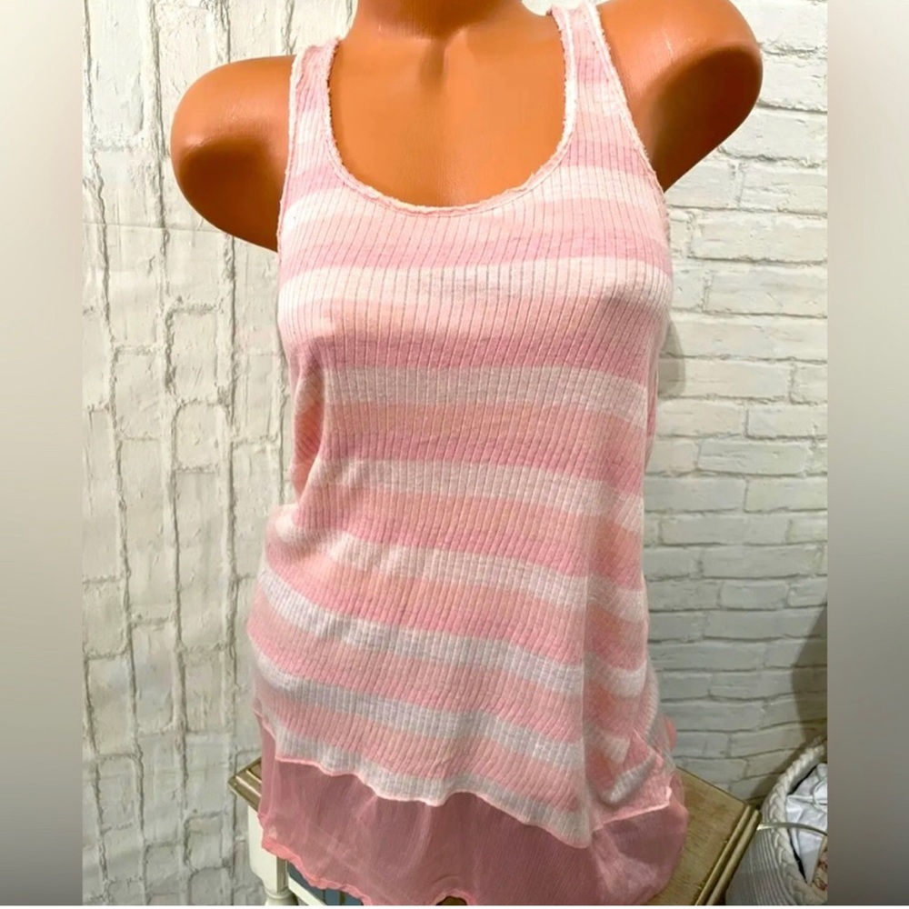 Free People RARE Racer Back Tank Chiffon Edge Tunic Dress S NWT